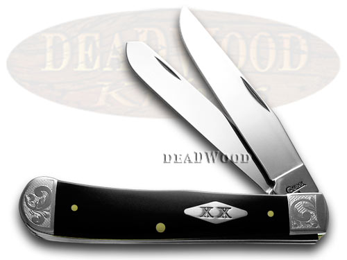 Case XX Black Delrin 1/200 Scrolled Bolsters SFO Trapper Pocket Knife
