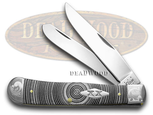 Case XX Tree Rings Black Delrin 1/500 Trapper Pocket Knife
