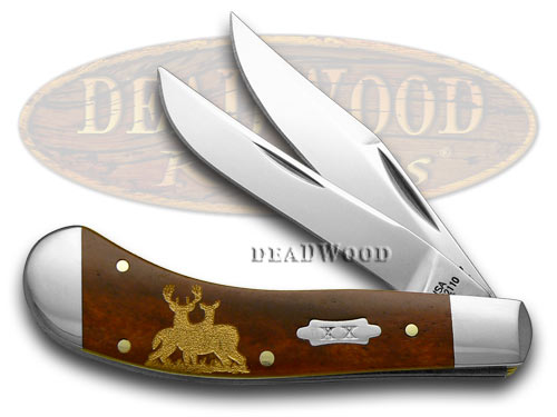 Case xx Buck and Doe Smooth Chestnut Bone 1/500 Saddlehorn Pocket Knife Knives