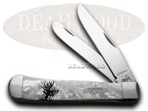 Case XX White Pearl Deer Scene Trapper Pocket Knife