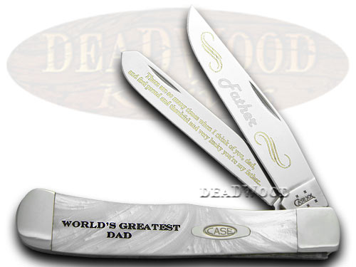 Case XX World Greatest Dad White Pearl Limited Edition Trapper Pocket Knife