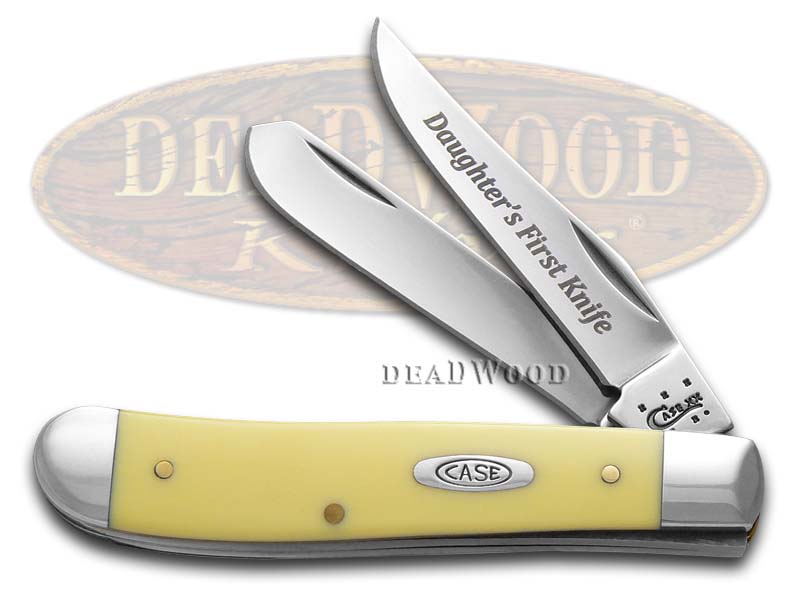 Case XX Daughter's First Yellow Delrin Mini Trapper Stainless Pocket Knife