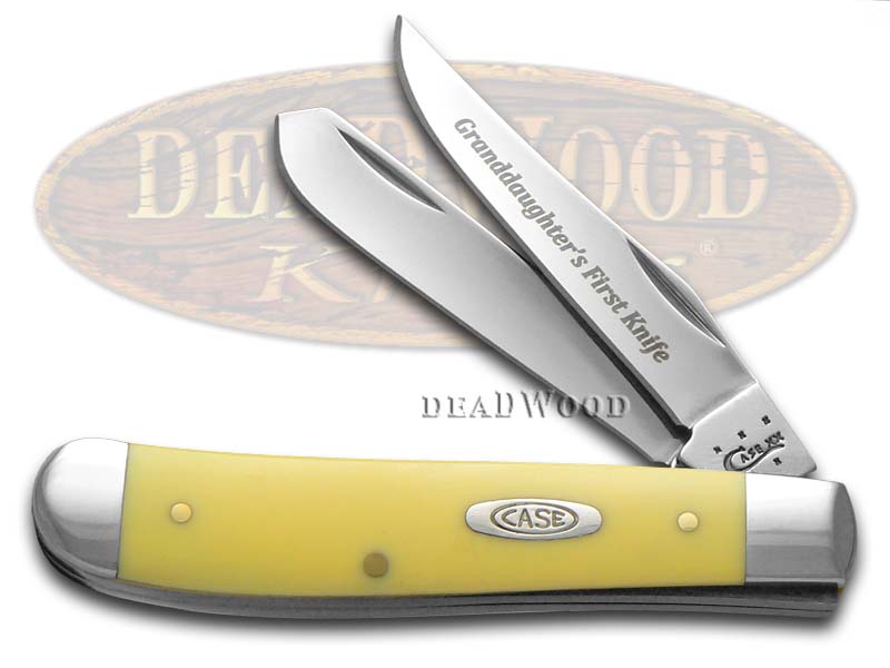 Case XX Granddaughter's First Yellow Delrin Mini Trapper Stainless Pocket Knife