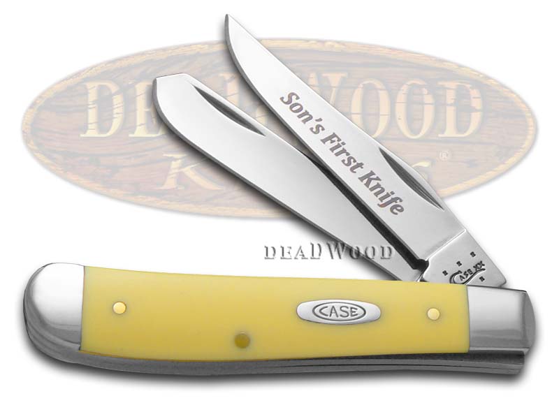 Case XX Son's First Yellow Delrin Mini Trapper Stainless Pocket Knife