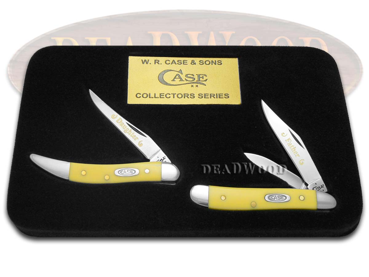 Case XX Father & Daughter Yellow CV 1/500 Peanut & Toothpick Pocket Knife Set