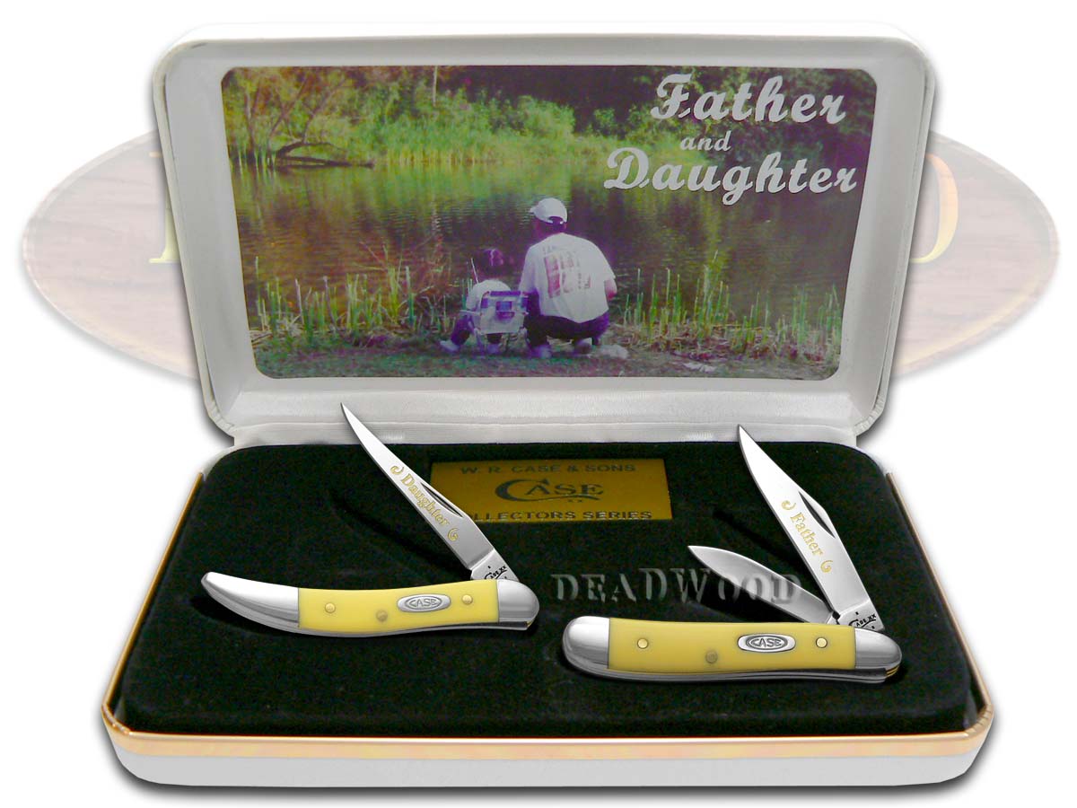 Case xx Father Daughter Peanut & Toothpick Knife Set Yellow Delrin 1/
