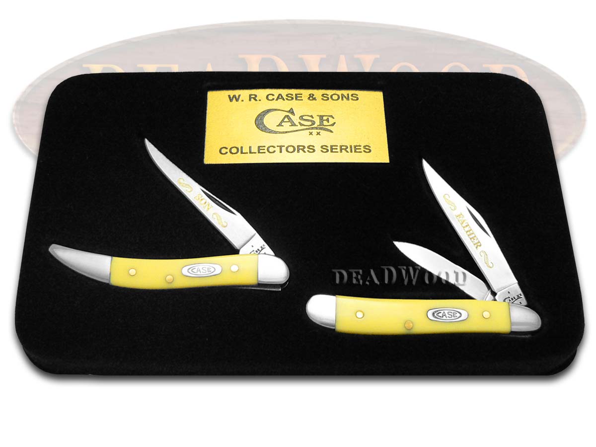 Case XX Father & Son Yellow Peanut & Toothpick 1/500 CV Pocket Knives Set