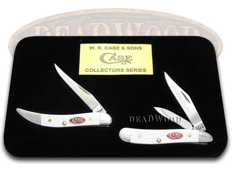 Case XX Grandfather Granddaughter Jigged White Delrin Peanut & Toothpick 1/600 Stainless Knives
