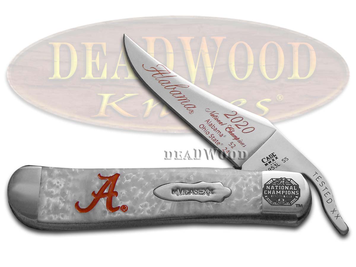 Case xx Alabama 2020 National Champions White Pearl Russlock Stainless Knife Knives