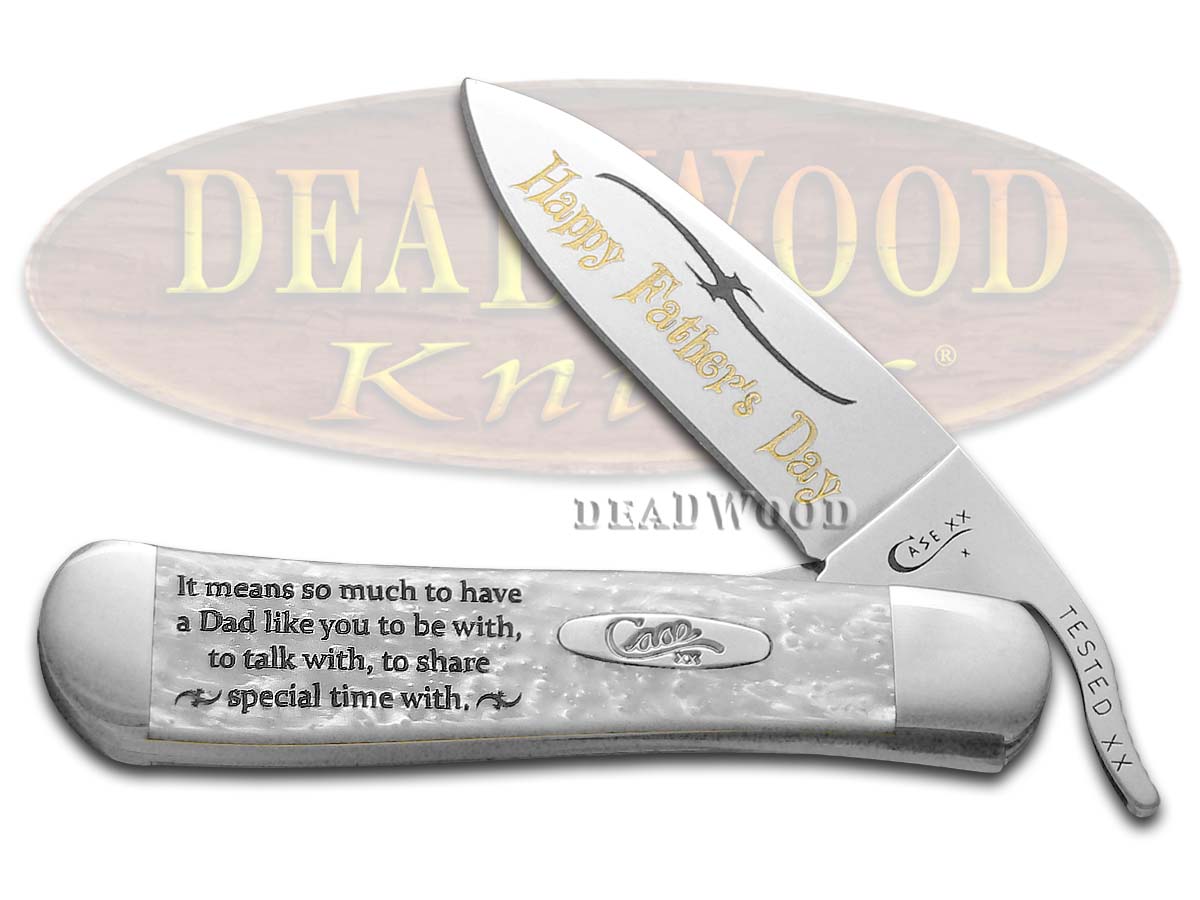 Case XX Happy Fathers Day White Pearl Corelon Russlock Stainless Pocket Knife