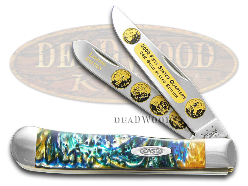 Case XX 2000 State Quarter Gold Series Trapper 1/3000 Stainless Pocket Knife Set
