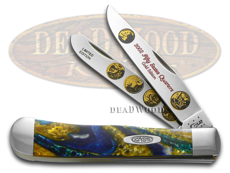 Case XX 2002 State Quarter Gold Series Trapper 1/3000 Stainless Pocket Knife Set