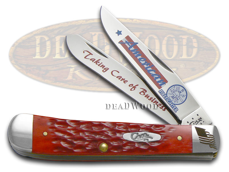 Case XX American Firefighter Red Bone Trapper 1/3000 Stainless Pocket Knife
