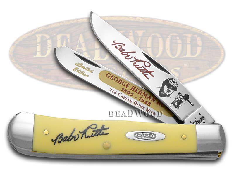 Case XX Babe Ruth Yellow Delrin Trapper Stainless Pocket Knife