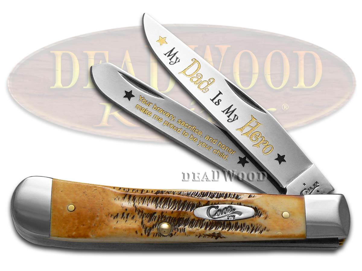 Case XX "Dad is my Hero" 6.5 Bonestag Trapper 1/500 Stainless Pocket Knife