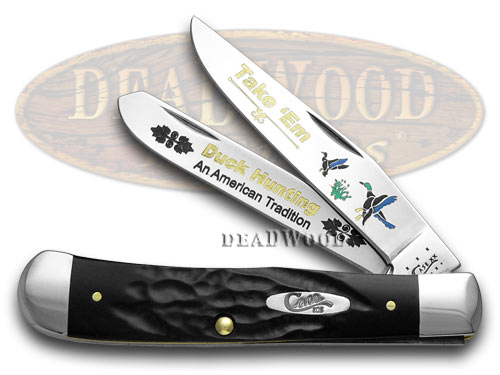 Case xx Rough Black Delrin Duck Hunting 1/600 Trapper Pocket Knife Knives