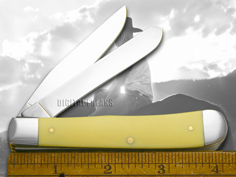 CASE XX Father & Daughter Yellow Delrin Trapper Stainless Pocket Knives