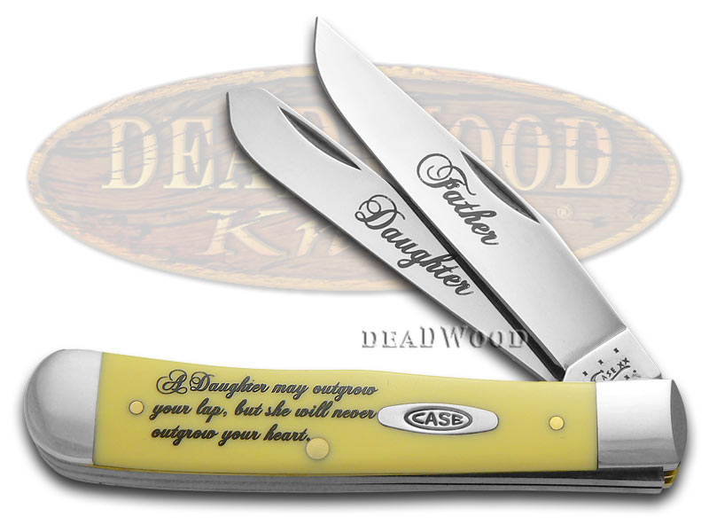 Case xx Father & Daughter Yellow Delrin Trapper Stainless Pocket Knife Knives