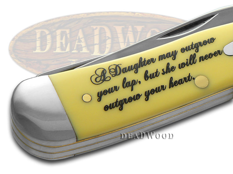 CASE XX Father & Daughter Yellow Delrin Trapper Stainless Pocket Knife