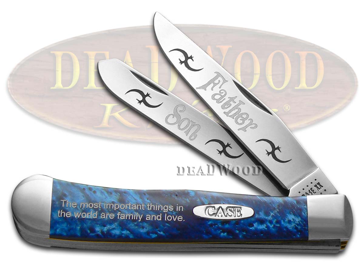 Case xx Father & Son Blue Silk Corelon Trapper 1/500 Stainless Pocket Knife Knives