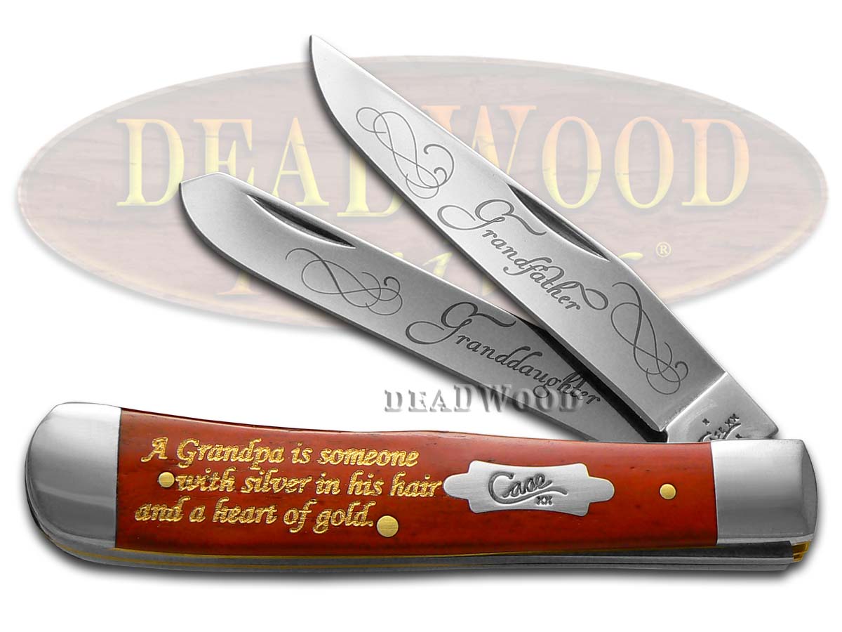 Case XX Grandfather and Granddaughter Smooth Red Bone Trapper Stainless Pocket Knife