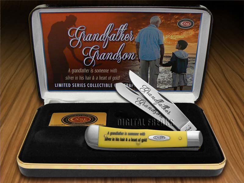 CASE XX GRANDFATHER Grandson Trapper Knife Yellow Delrin Stainless CAT