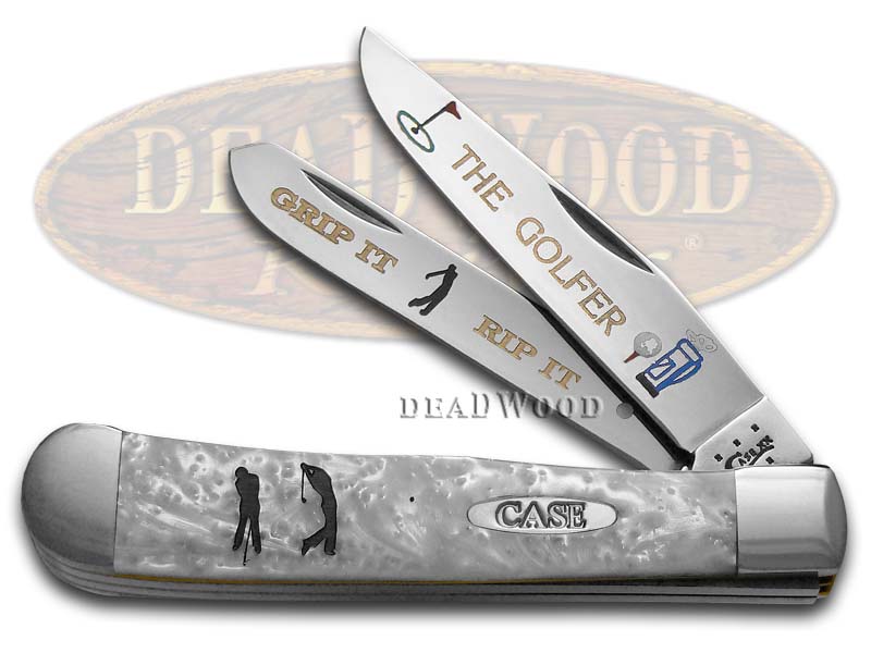 Case xx White Pearl Corelon Golfer 1/500 Trapper Pocket Knife Knives