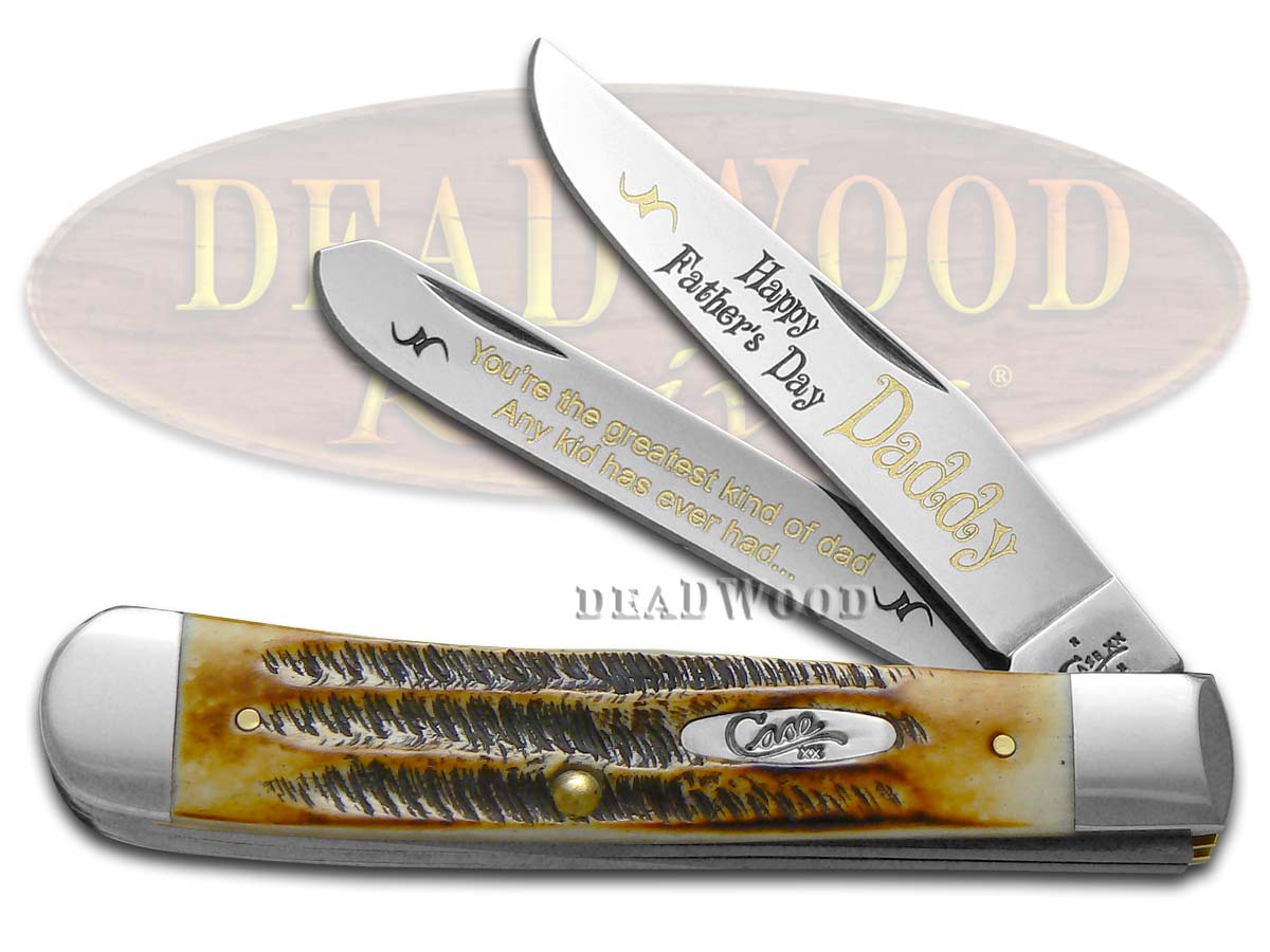 Case xx Happy Father's Day Daddy BoneStag Trapper 1/500 Stainless Pocket Knife Knives