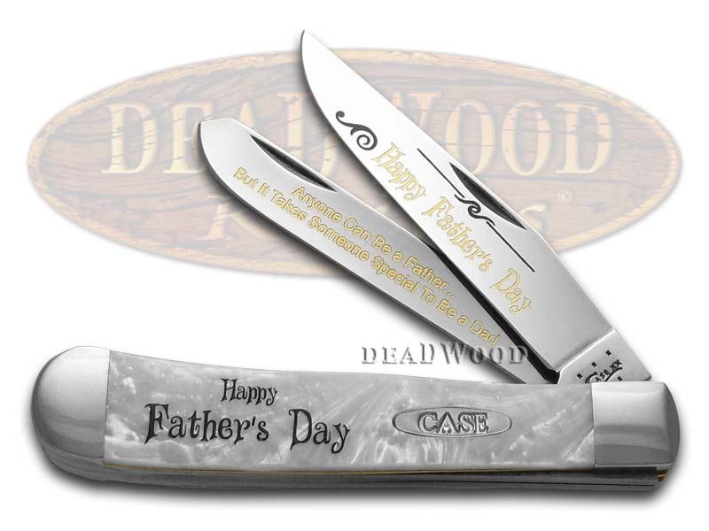 Case XX Happy Father's Day Smooth White Pearl Corelon Trapper 1/999 Stainless Pocket Knife