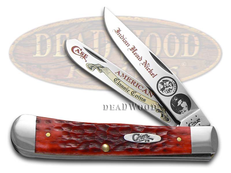 Case XX Indian Head Nickel Red Bone Trapper Stainless Pocket Knife