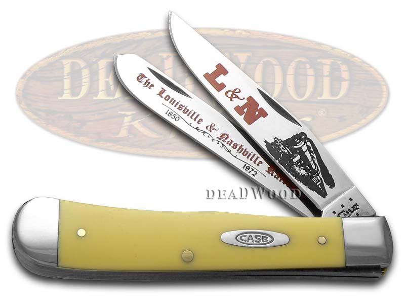 Case XX L&N Railroad Yellow Delrin Trapper Stainless Pocket Knife