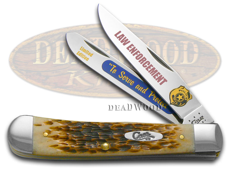 Case XX Law Enforcement Amber Bone Trapper 1/3000 Stainless Pocket Knife