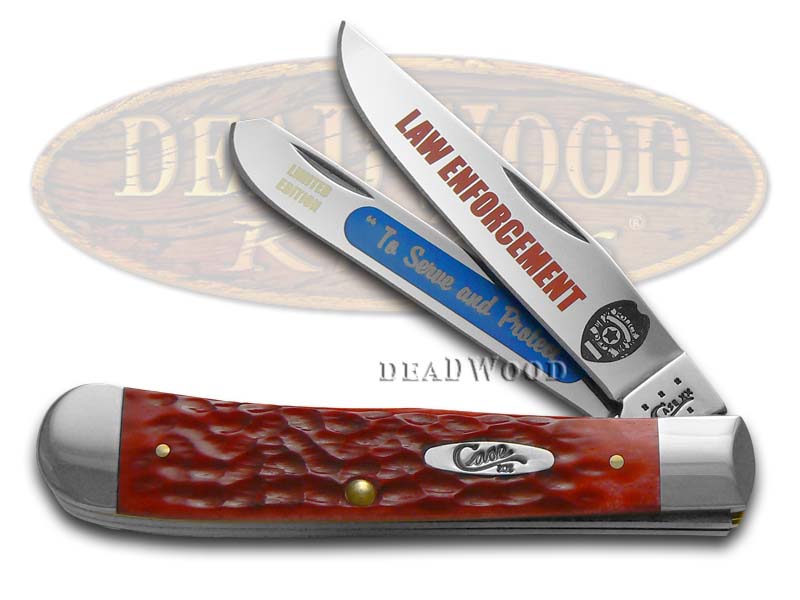 Case XX Law Enforcement Jigged Red Bone Trapper 1/3000 Stainless Pocket Knife