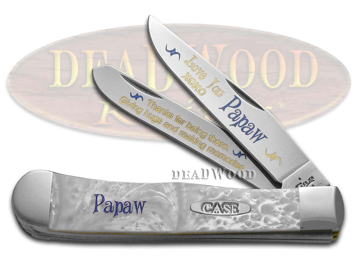 Case XX Love You Papaw White Pearl Trapper 1/500 Stainless Pocket Knife