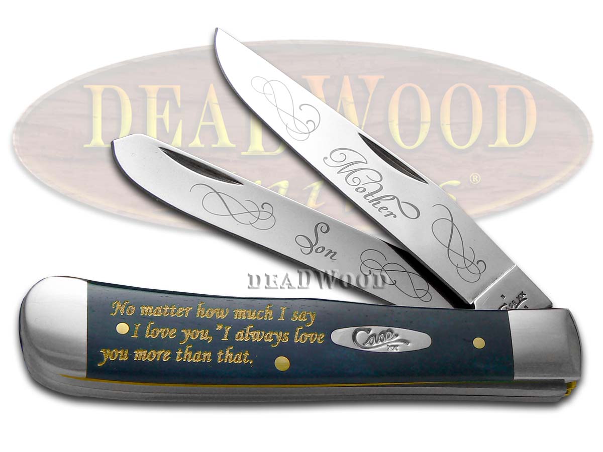 Case XX Mother and Son Smooth Blue Bone Trapper Stainless Pocket Knife