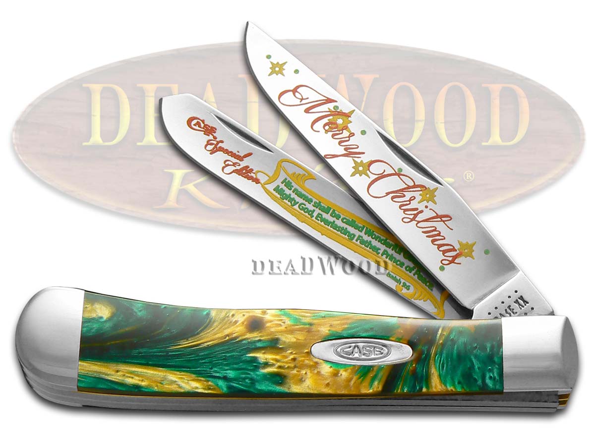 Case XX Merry Christmas Smooth Cat's Eye Corelon Trapper Stainless Pocket Knife