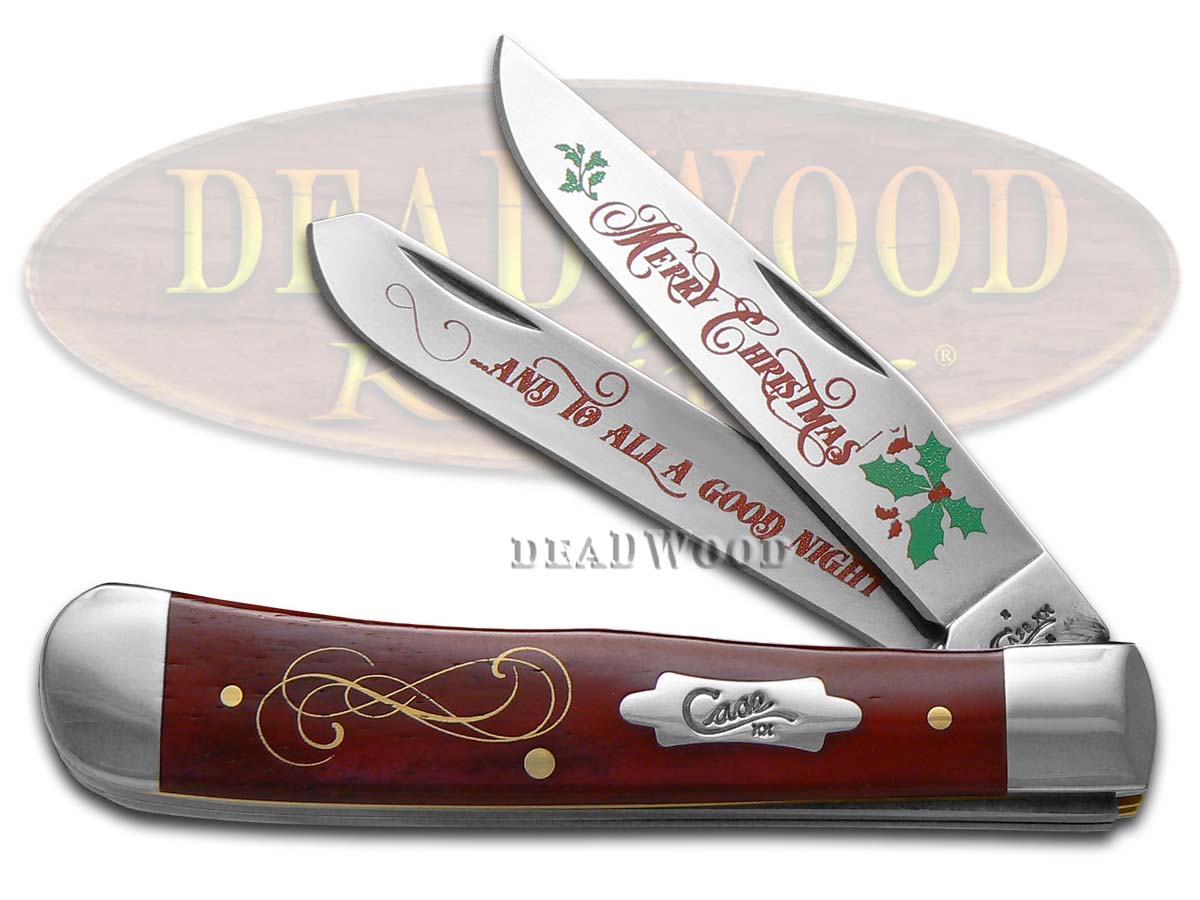 Case XX Merry Christmas Smooth Red Bone Trapper Stainless Pocket Knife