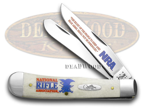 Case xx National Rifle Association NRA Smooth White Bone Trapper Pocket Knife Knives