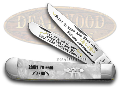 Case xx White Pearl Corelon Right to Bear Arms 1/600 Trapper Pocket Knife Knives