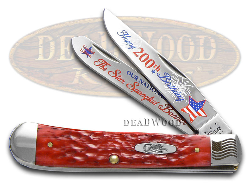 Case xx Star Spangled Banner 200th Birthday Red Bone Trapper 1/2500 Stainless Pocket Knife Knives