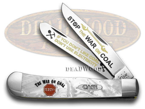 Case XX White Pearl Corelon Stop War on Coal 1/600 Trapper Pocket Knife
