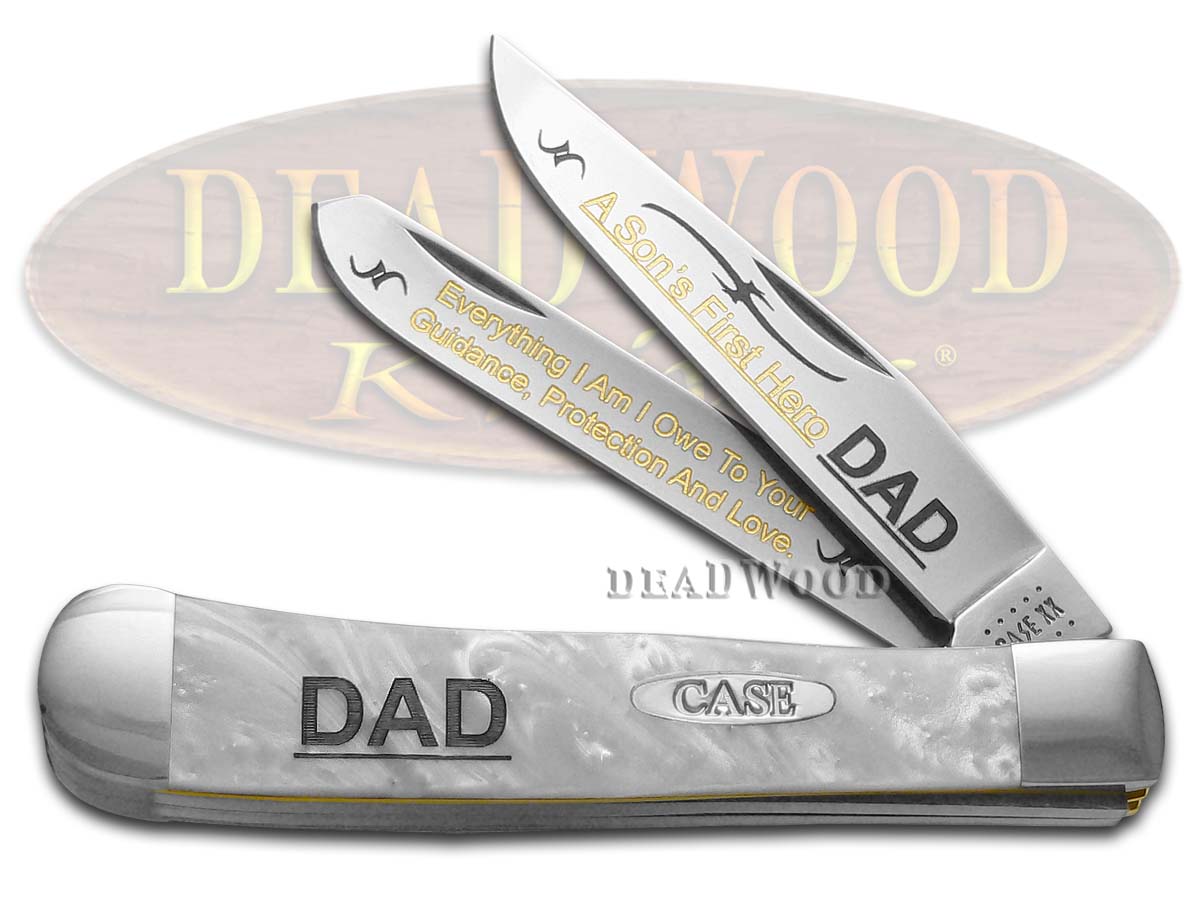 Case XX Dad A Son's First Hero White Pearl Corelon Trapper 1/500 Stainless Pocket Knife