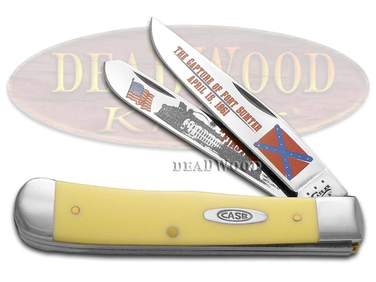 Case XX Civil War "First Blood" Yellow Delrin Trapper Stainless Pocket Knife