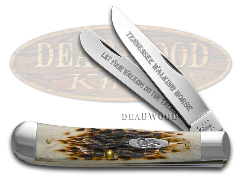 Case XX Tennessee Walking Horse Amber Bone Trapper 1/2500 Stainless Pocket Knife