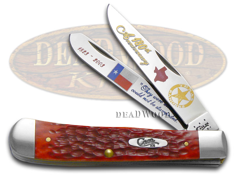 Case XX Texas Rangers 180th Ann. Red Bone Trapper 1/3000 Stainless Pocket Knife