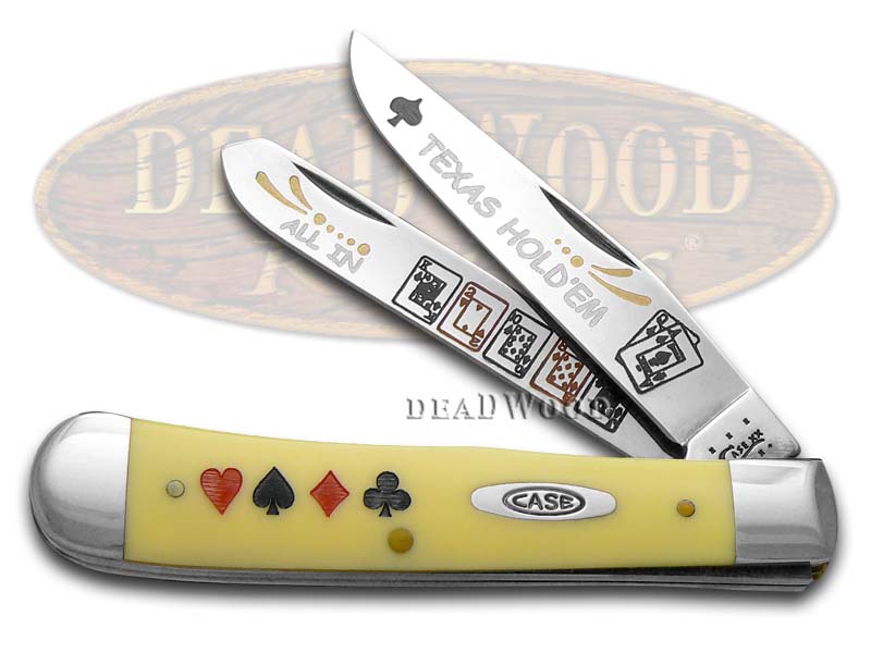 Case XX TEXAS HOLD'EM Yellow Trapper Pocket Knife