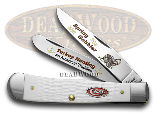 Case xx White Delrin Spring Gobbler Turkey Hunting 1/600 Trapper Pocket Knife Knives