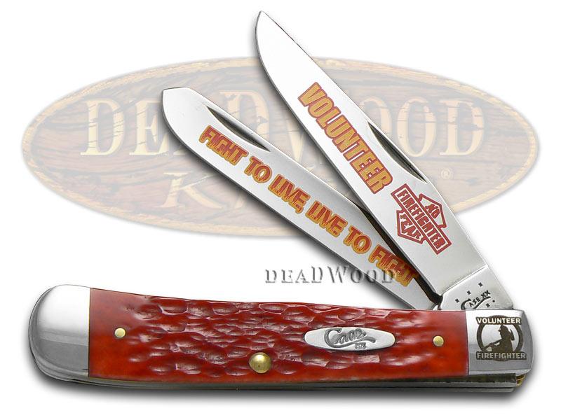 Case XX Volunteer Firefighter Red Bone Trapper 1/3000 Stainless Pocket Knife