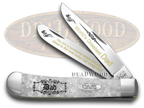 Case XX White Pearl Corelon World's Greatest Dad 1/600 Trapper Pocket Knife