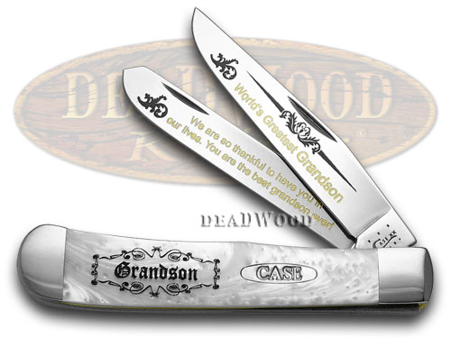 Case XX White Pearl Corelon World's Greatest Grandson 1/600 Trapper Pocket Knife